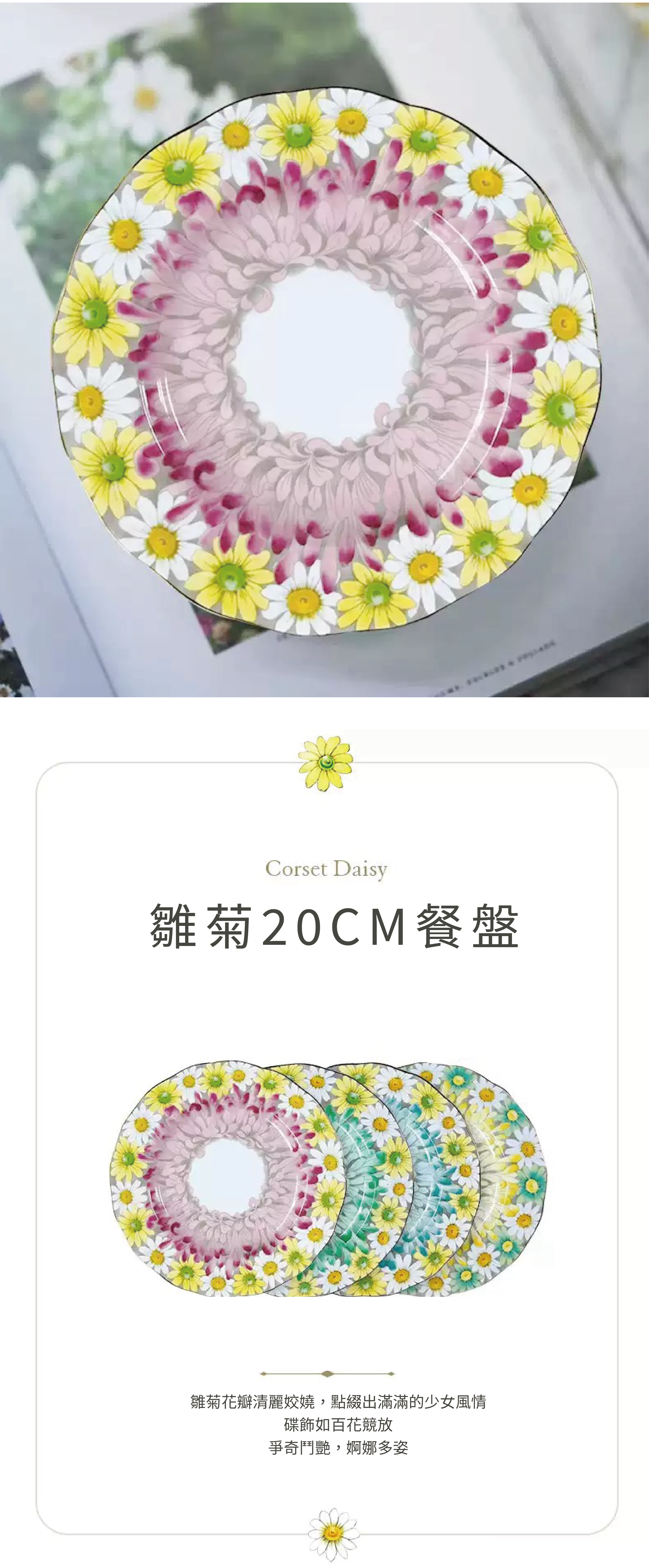 英國Aynsley 雛菊系列 骨瓷餐盤20cm（4色任選）