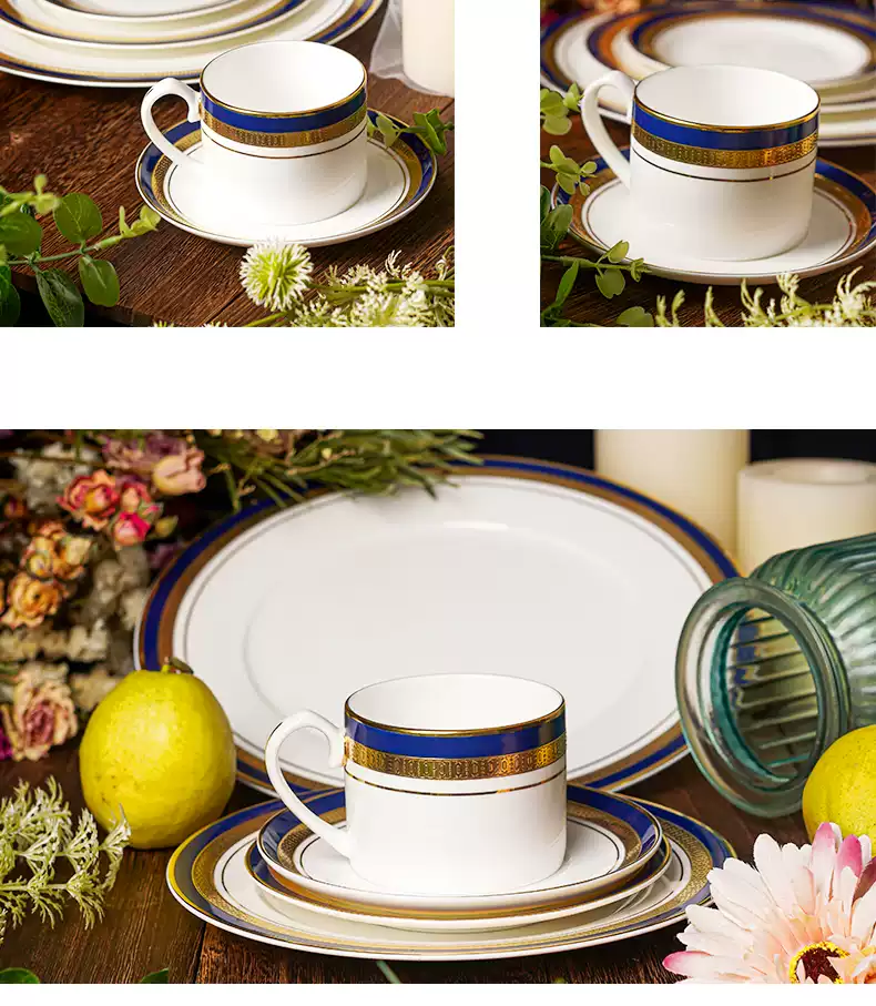 英國Aynsley 皇家鈷藍系列 骨瓷真金浮雕咖啡杯盤組