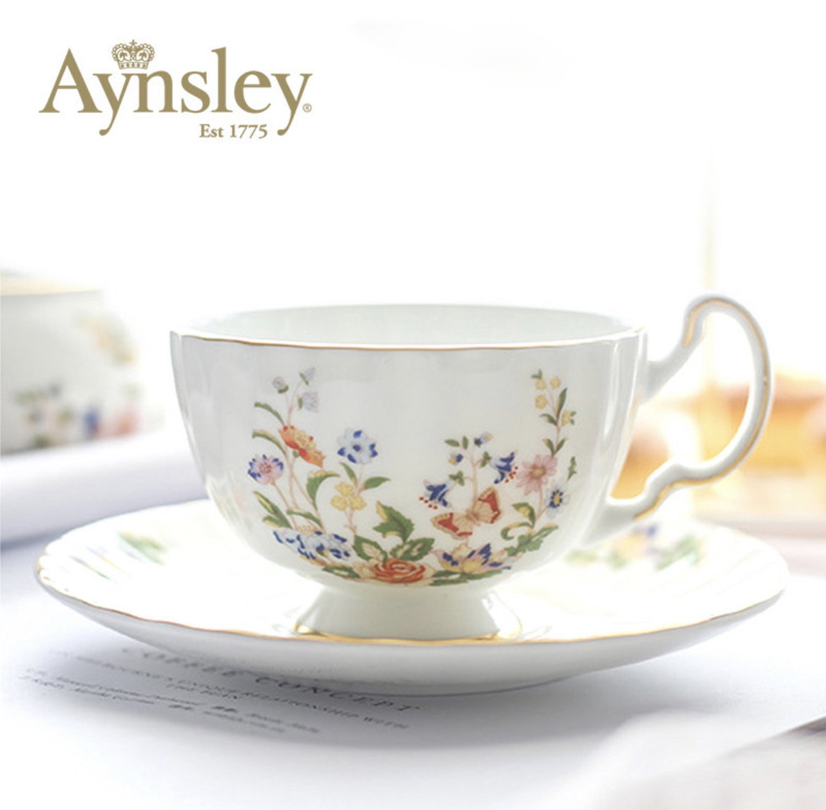 英國Aynsley 小屋花園系列 骨瓷奧本杯盤組