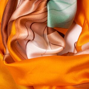 愛爾蘭Galway 緞面絲巾 秋橘 78x178cm