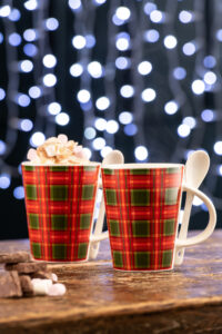 英國Aynsley 聖誕系列 蘇格蘭格紋馬克杯匙組300ml（2組入）
