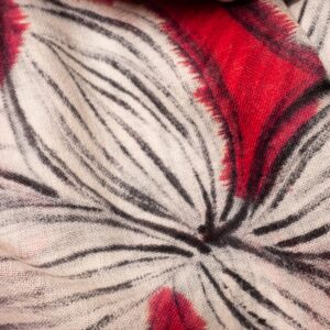 愛爾蘭Galway 美麗諾羊毛圍巾 紅白茉莉 65x180cm